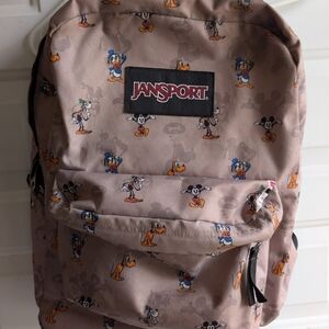 Jansport Tan Backpack with Cartoon Characters